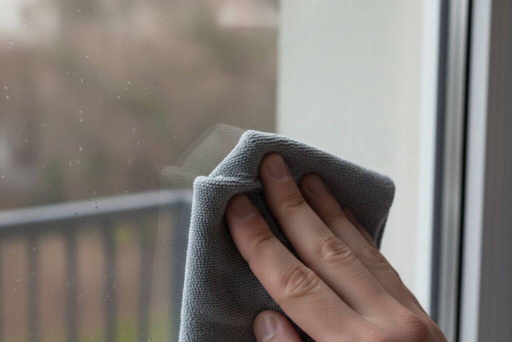 Nettoyer le verre avec un chiffon microfibres 