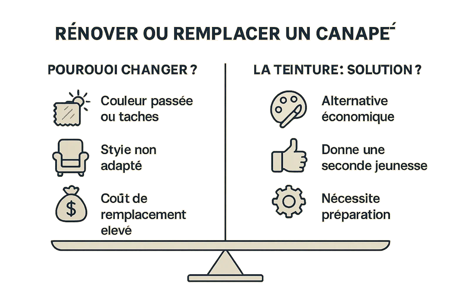 Comparaison teinture vs achat canapé