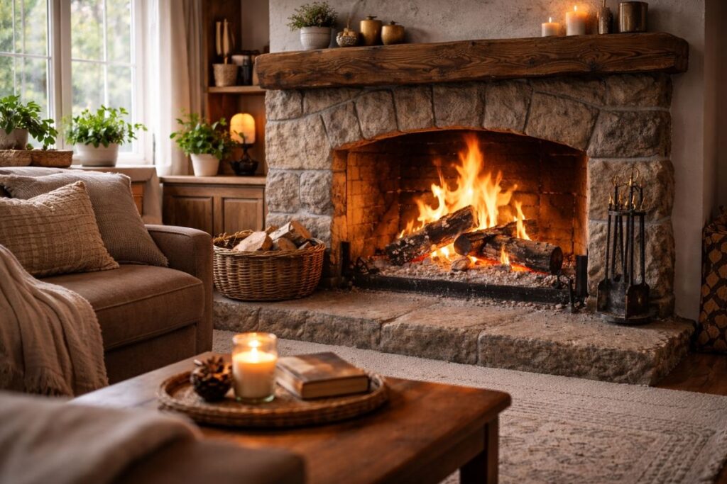 Cheminée à foyer ouvert