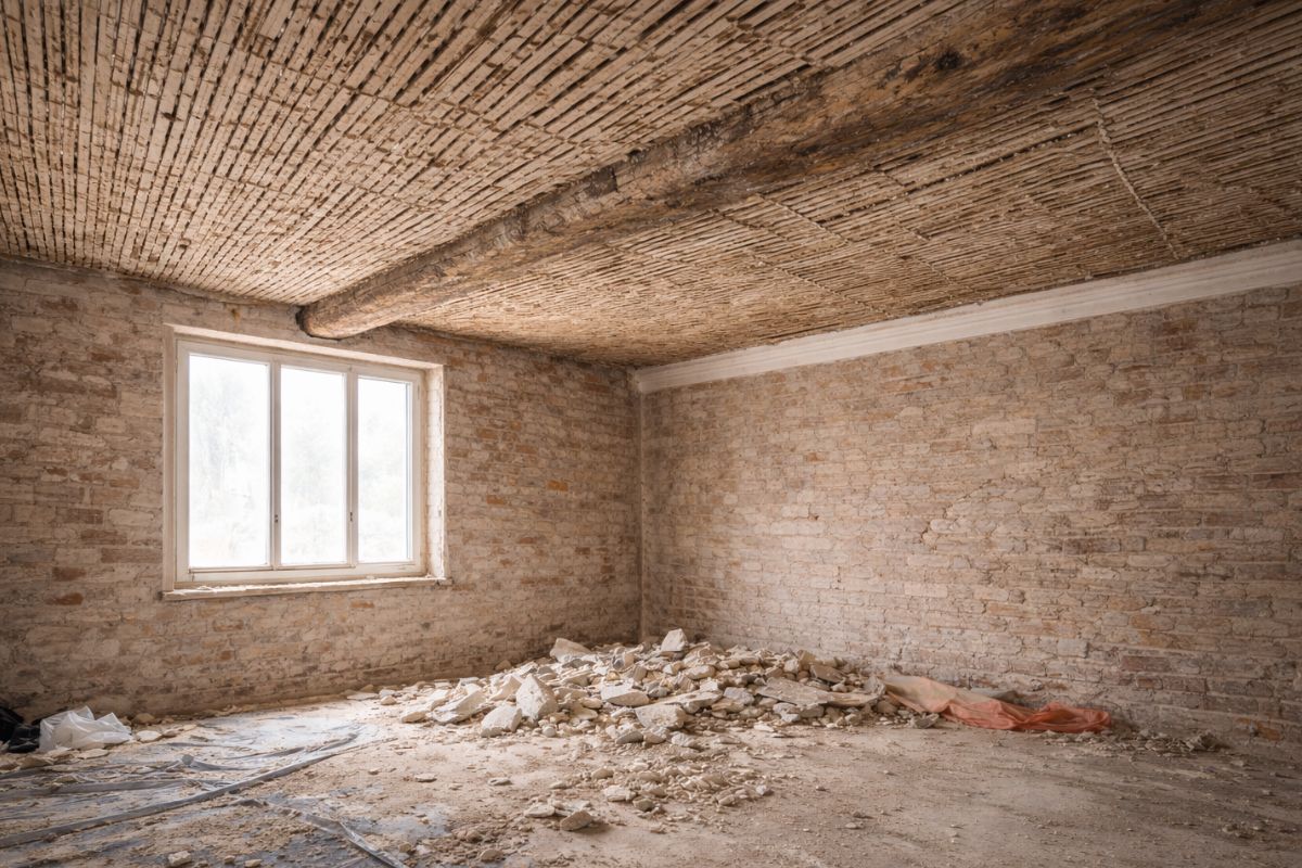 plafond en plâtre sur lattis