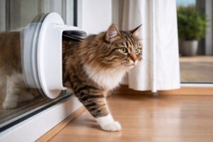 Une chatière sur une baie vitrée sans percer